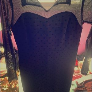 Limited black polka dots mesh dress